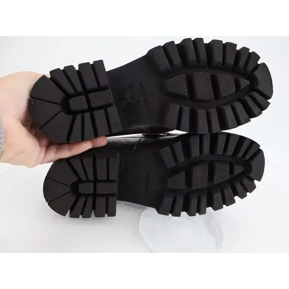 Free People Womens Lyra Lug Sole Penny Loafers Chunky Silver Leather 36 6 - Picture 10 of 14